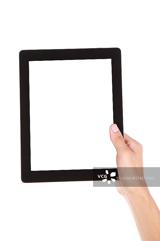 手持空白屏幕的数字平板电脑图片素材