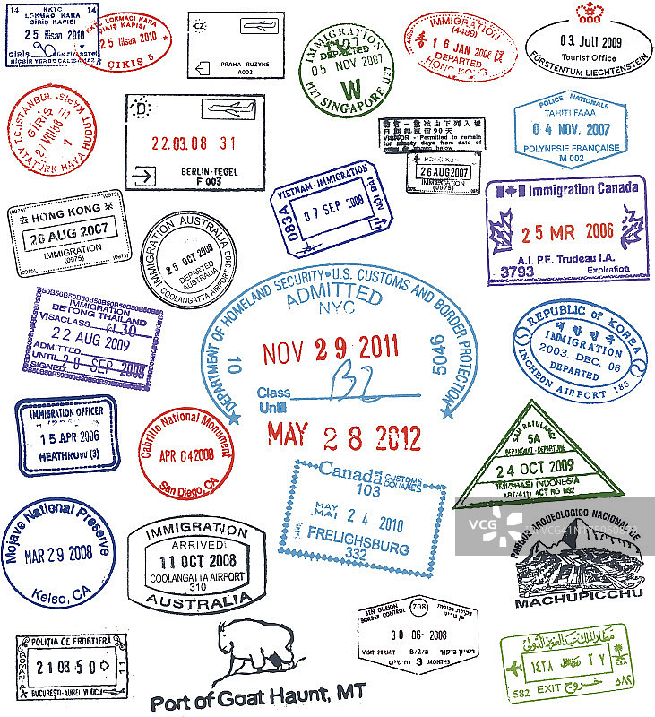 向量的护照邮票图片素材