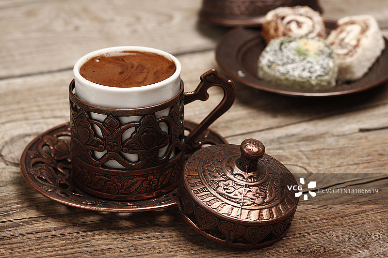 土耳其咖啡和软糖图片素材