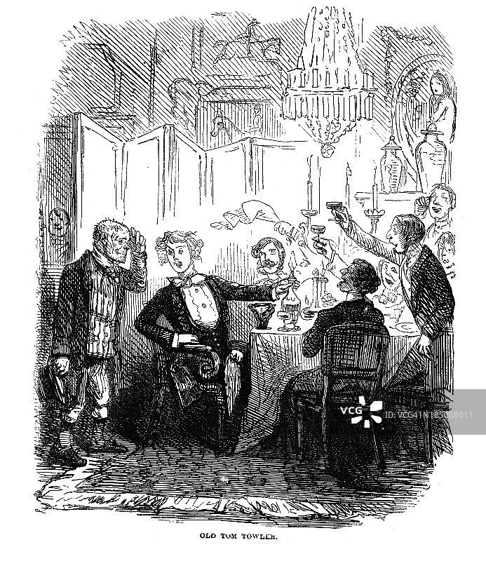 维多利亚时代绅士喝图片素材