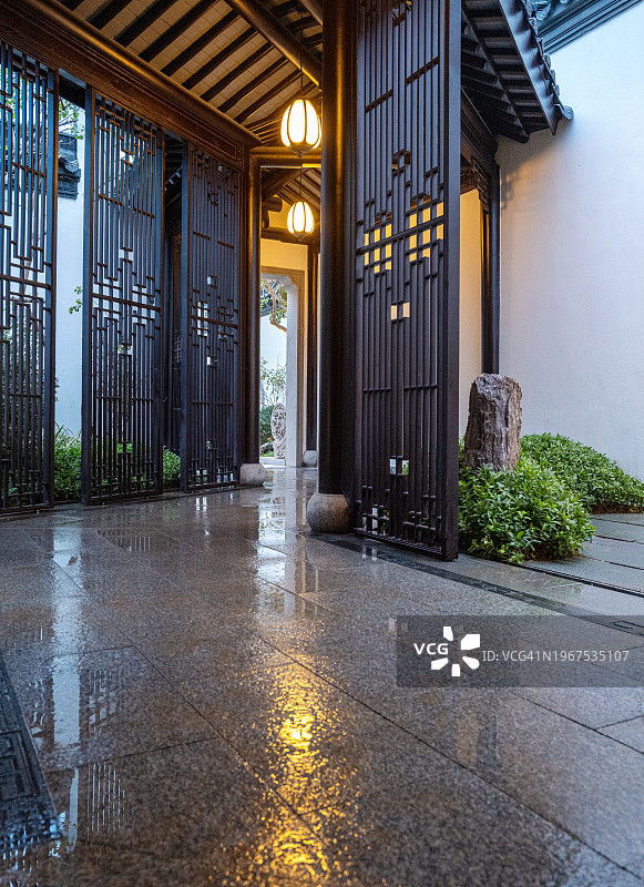 中国传统建筑廊道图片素材