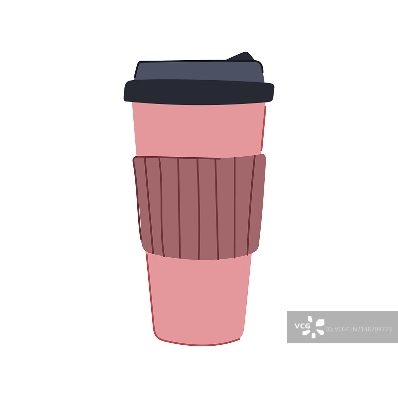 生态可重复使用的咖啡杯卡通矢量插图图片素材