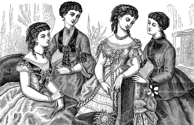 19世纪的时装和发型模特图片素材