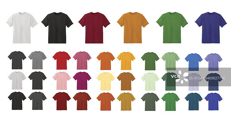 大t恤模板收集不同的颜色图片素材