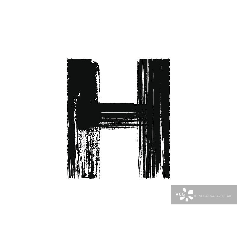 字母H，用干画笔手绘图片素材