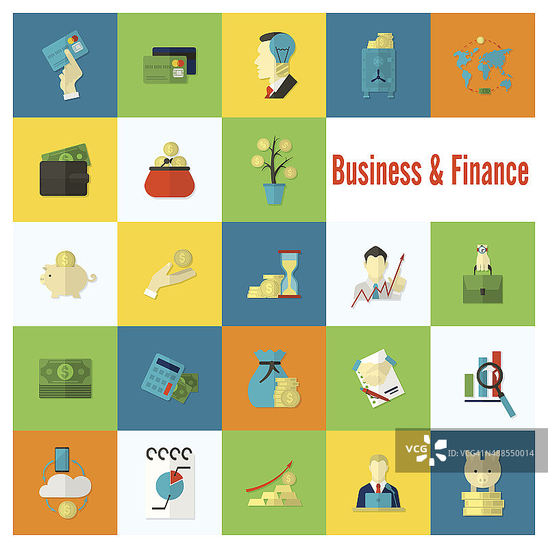商业和金融图标集图片素材
