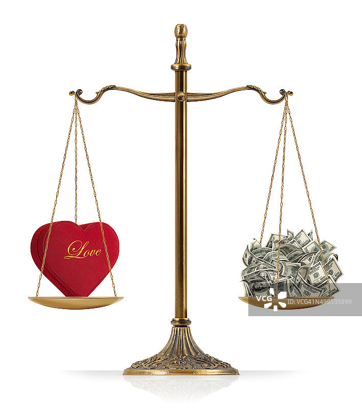 平等加权:爱和金钱图片素材