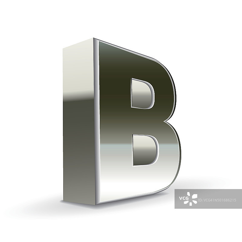 3d银钢字母B图片素材