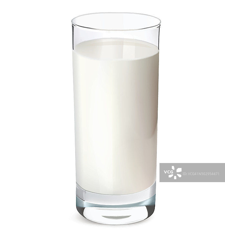 一杯牛奶孤立在白色。矢量图图片素材