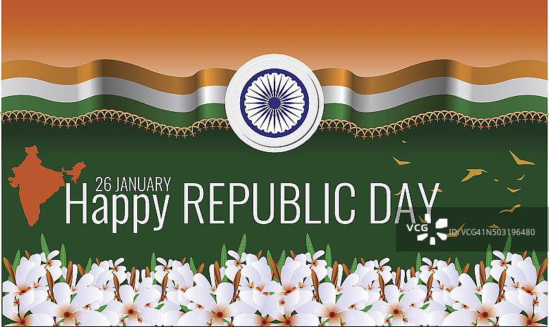 快乐的印度共和国日背景贺卡。矢量图图片素材