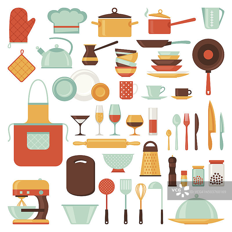 厨房和餐厅图标餐具。图片素材