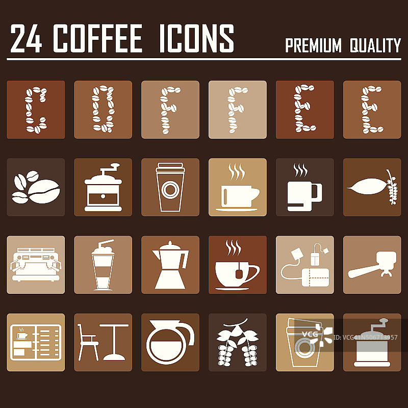 咖啡城的24个标志图片素材