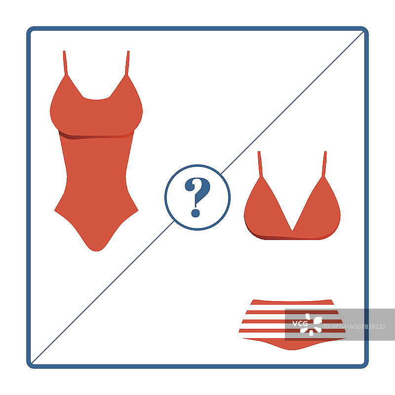 泳衣选择图标设置孤立的白色背景。矢量图图片素材