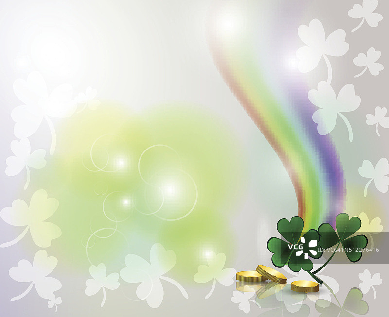 彩虹和三叶草与金币的背景图片素材