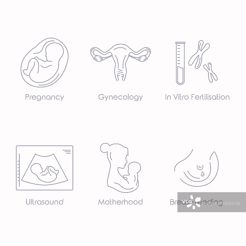 医药和怀孕矢量线图标图片素材