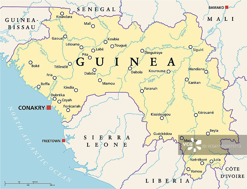 几内亚的政治地图图片素材