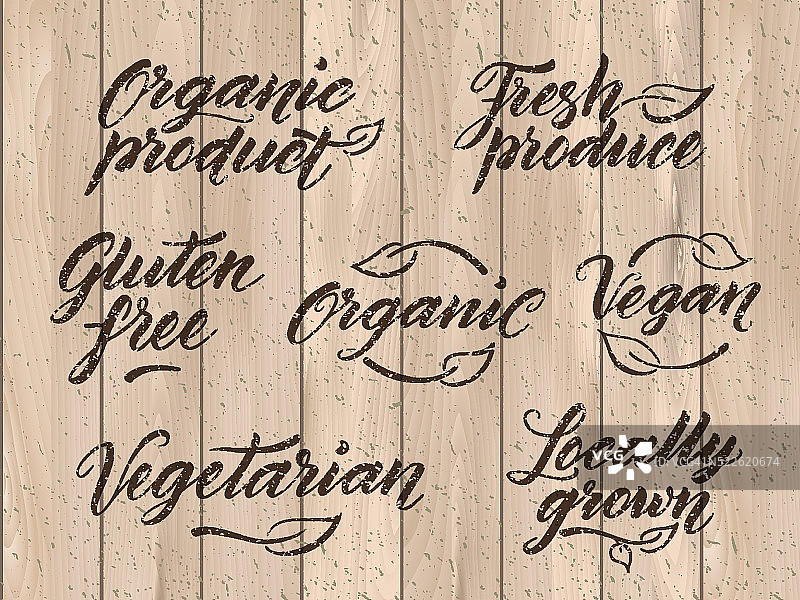 复古风格的健康食品字体。标签、标志模板图片素材