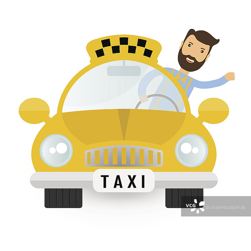 黄色出租车-矢量图标图片素材