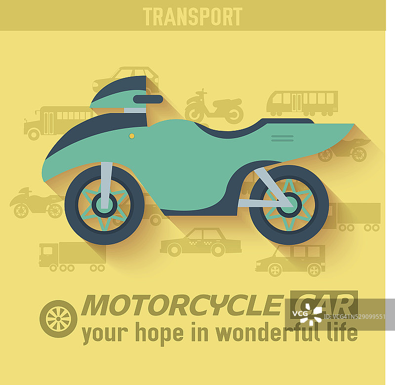平面摩托车背景插图的概念。图片素材