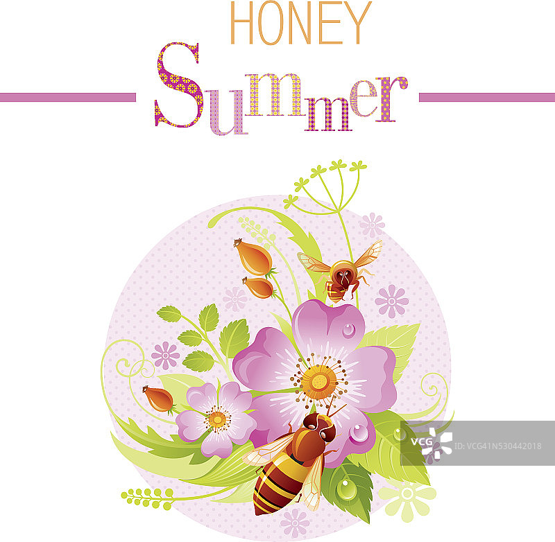 蜜蜂夏季背景与copyspace图片素材