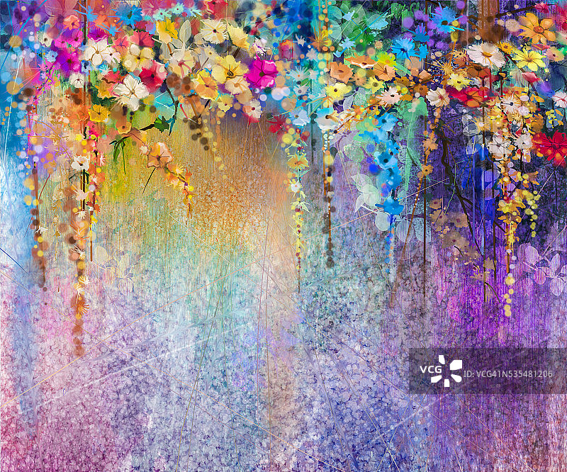 抽象花卉水彩画图片素材