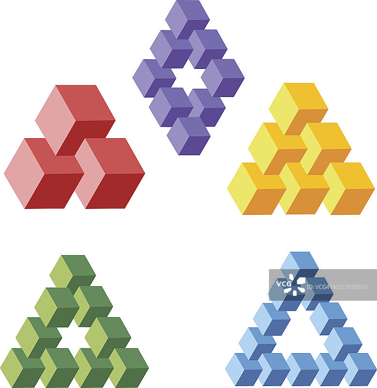 虚幻的几何符号来自立方体，向量图片素材