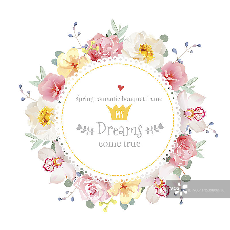 豪华野玫瑰、兰花、康乃馨、粉色矢框花图片素材