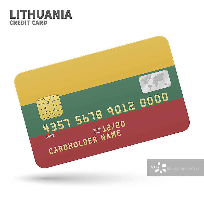 信用卡与立陶宛国旗背景的银行，介绍和图片素材