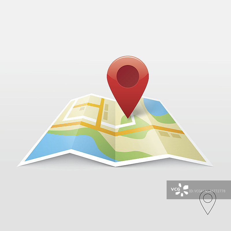 道路地图矢量插图，GPS导航定位器，新的路线图针图片素材