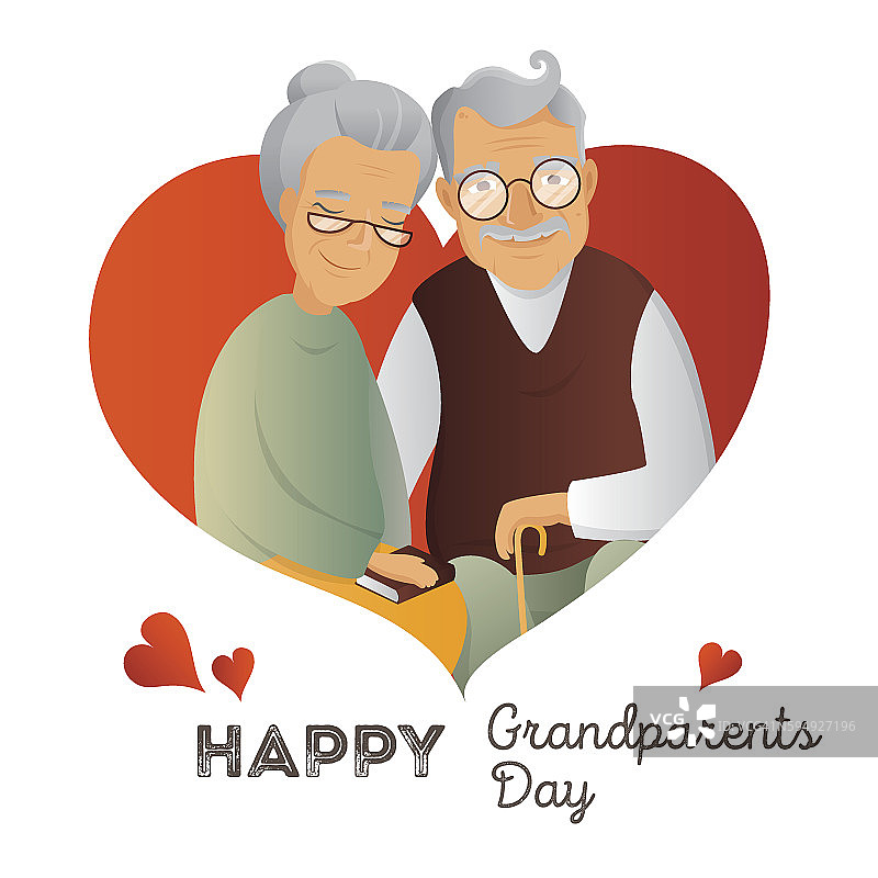 祖父母日矢量设计模板。与祖父和祖母的插图图片素材