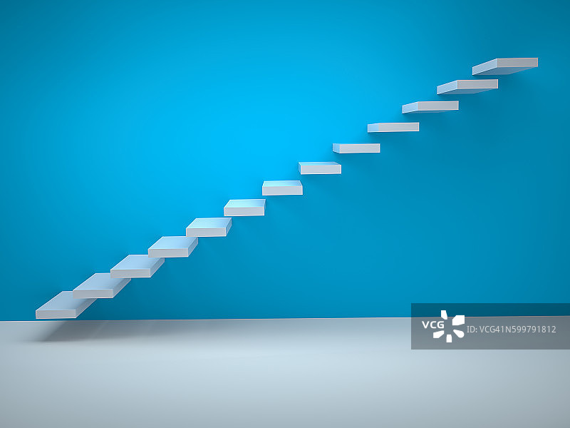 简单的楼梯图标上的蓝色背景图片素材