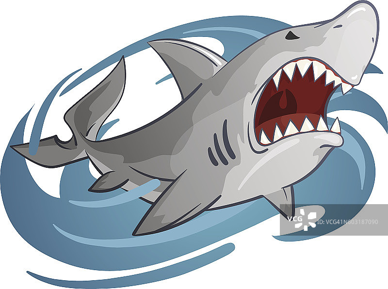 白色鲨鱼的卡通插图图片素材