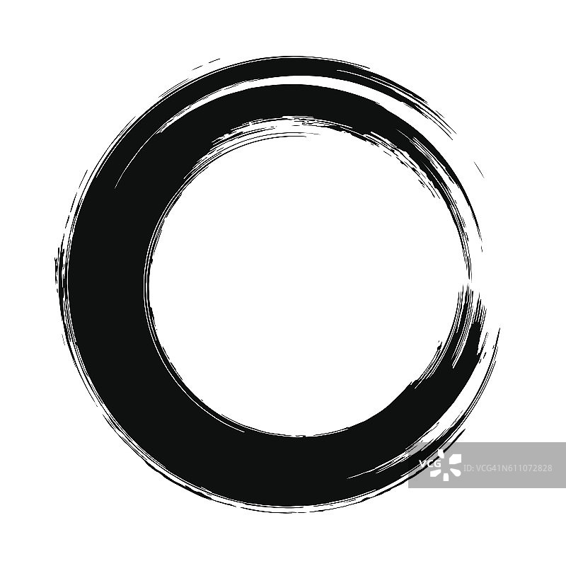 Grunge手绘的黑色画笔圈形状。弧形刷圣图片素材