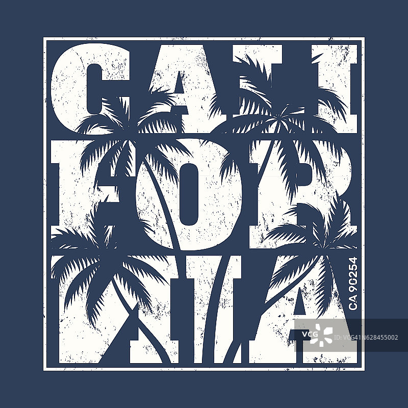 印有棕榈树的加州t恤。图片素材