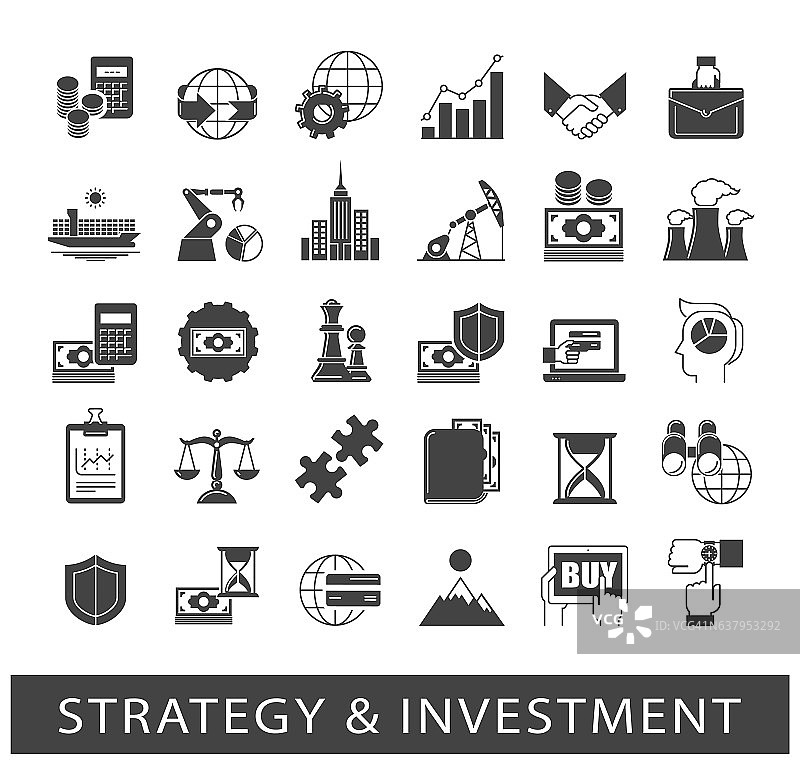 一套优质的战略和投资图标图片素材