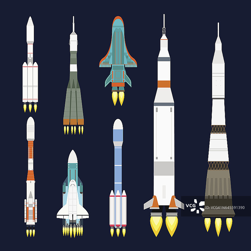 矢量技术飞船火箭卡通设计为创业创新产品和宇宙幻想太空发射图形探索图片素材