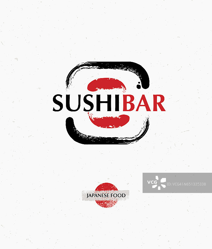 矢量时尚刷寿司标志。创意寿司酒吧的标识图片素材