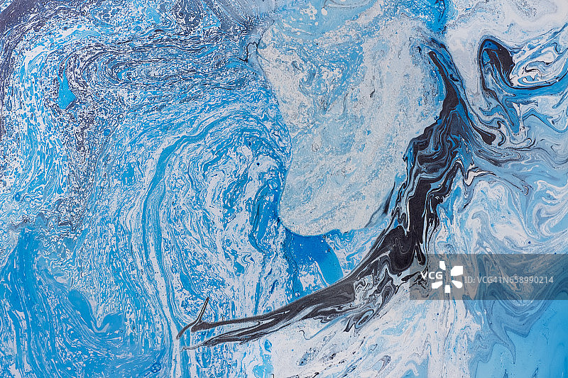 海蓝宝石大理石花纹纹理。瀑布的抽象背景。手工油画表面。液体涂料。图片素材
