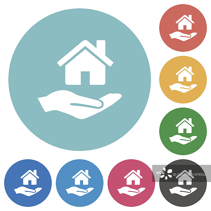 房屋保险平面圆形图标图片素材
