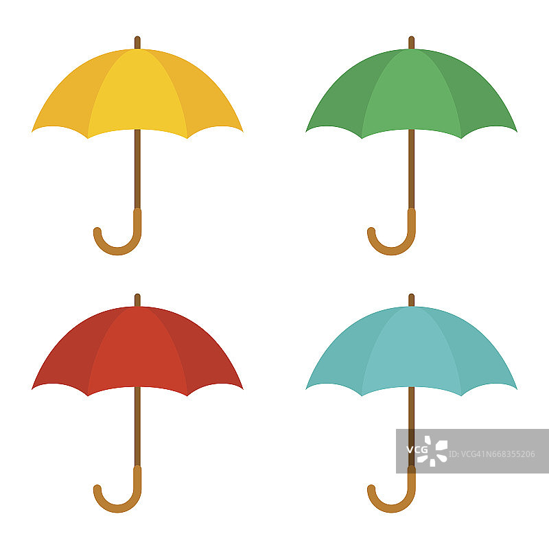 一套可爱的多色雨伞图片素材