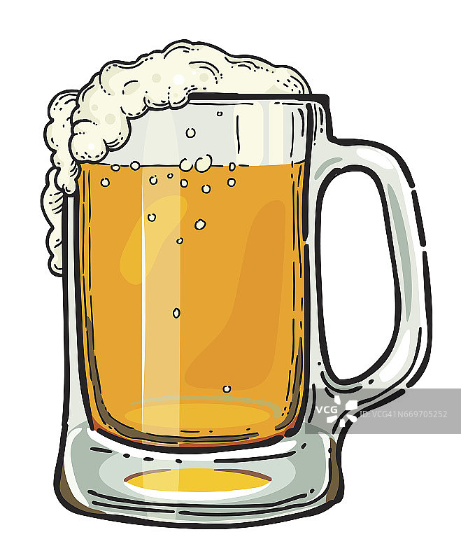 卡通形象的啤酒在玻璃图片素材