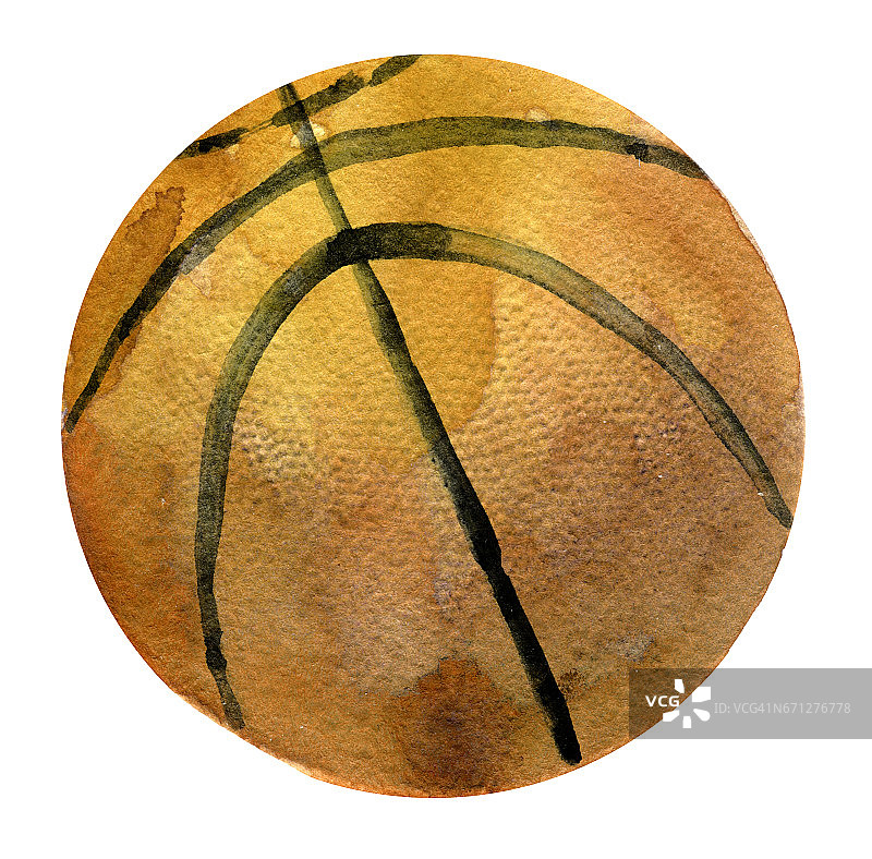 水彩素描的篮球在白色的背景图片素材