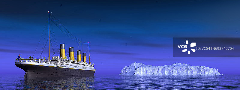 泰坦尼克号和冰山图片素材