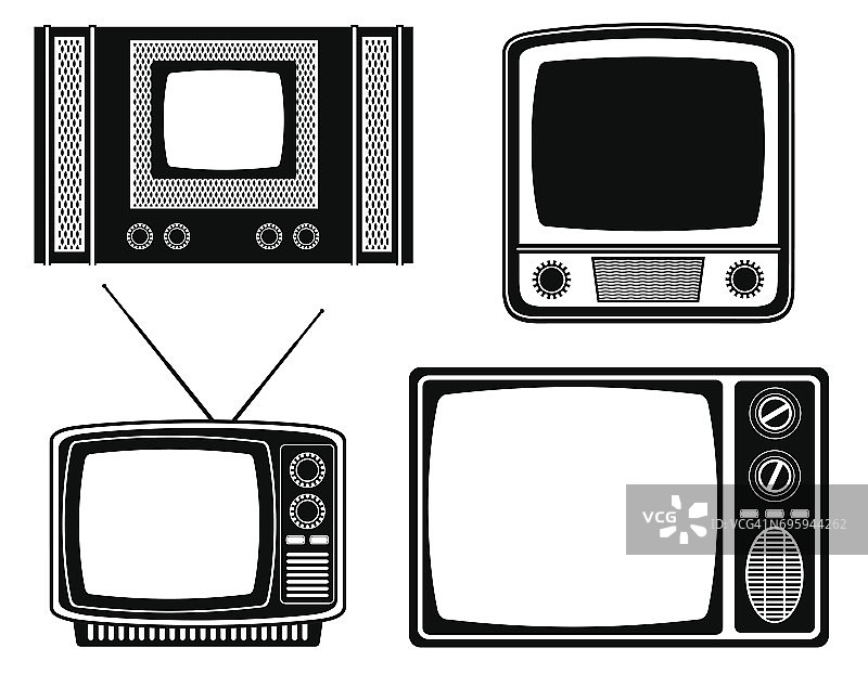 电视老复古复古的图标股票矢量插图图片素材