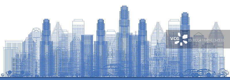 勾画城市摩天大楼的天际线。图片素材