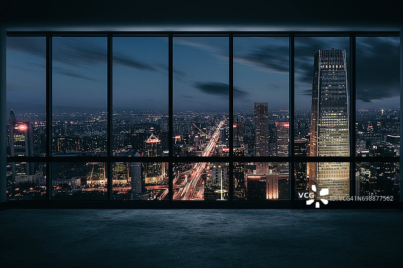 窗景照明城市天际线图片素材