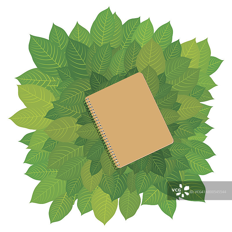 环保纸板笔记本框绿叶图片素材