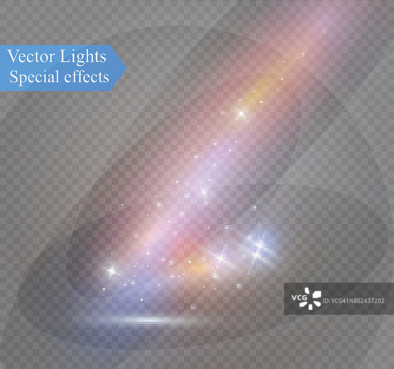 抽象矢量发光魔术星光效果由霓虹模糊产生的曲线图片素材