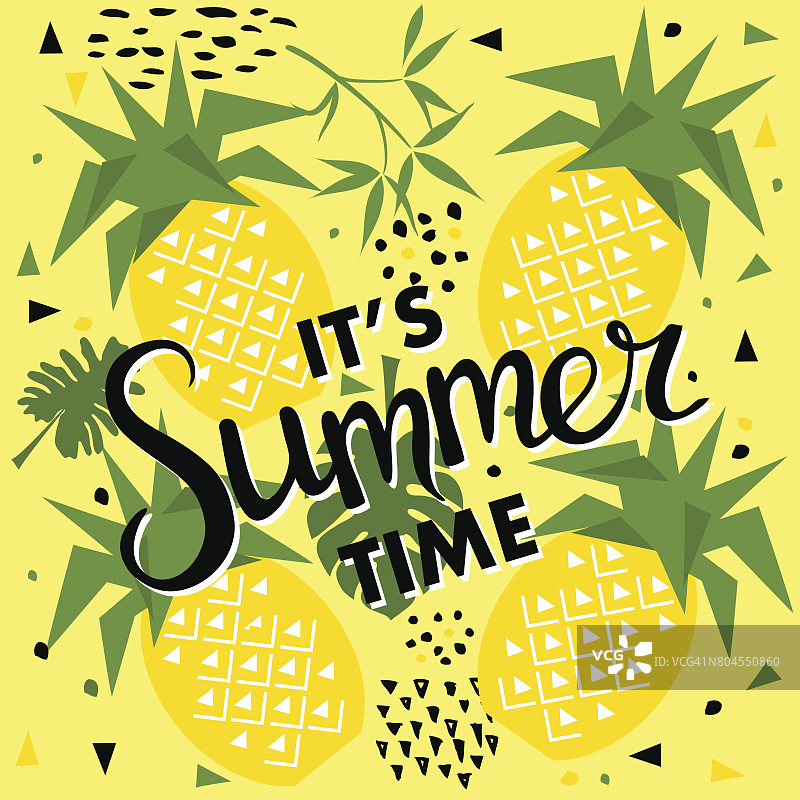 夏季无缝菠萝图案，矢量背景图片素材