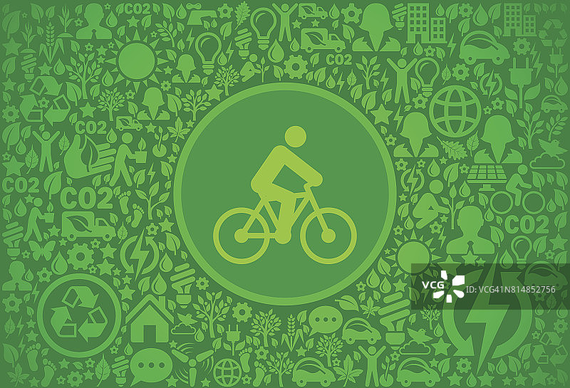 人在自行车环境绿色矢量图标模式图片素材